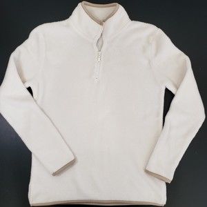 Wallflower Cream Long Sleeve Fleece Pullover; 1/4 zip; Medium